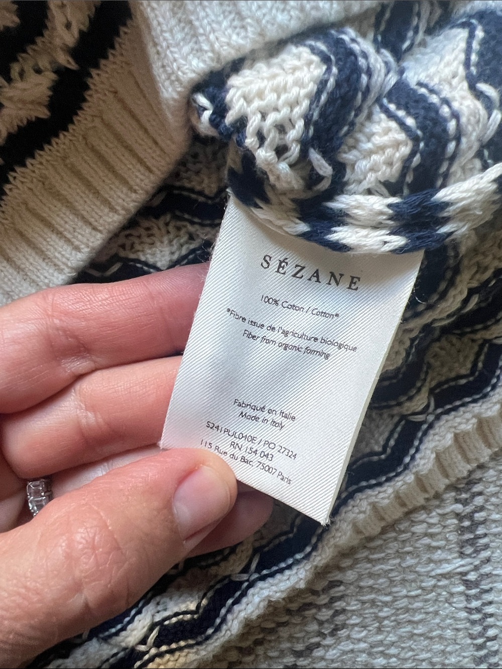 Sezane Mae Navy and White Knit Jumper - Picture 8 of 8